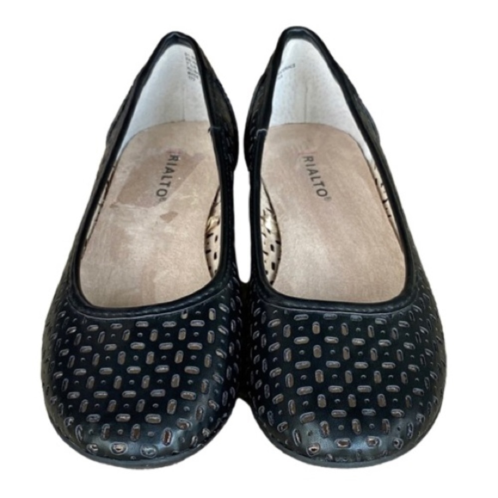 RIALTO Laser Cut Flats Rubber Sole Black Women's Size 7.5